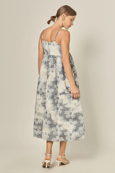 Floral Embroidery Sleeveless Midi Dress