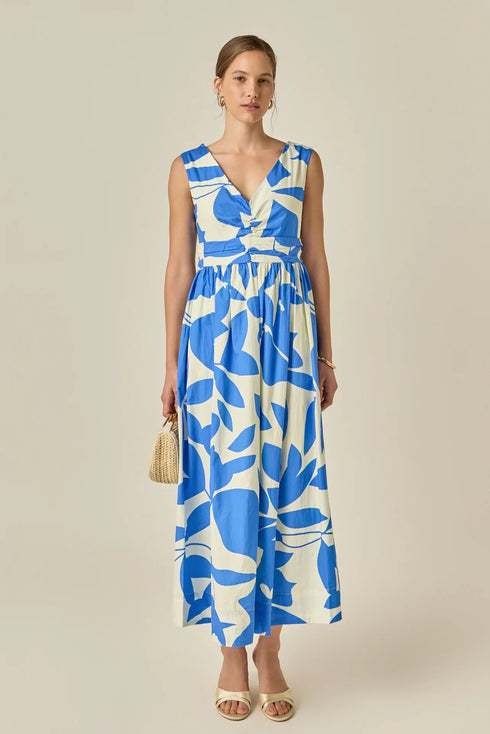 Print Ruched Midi Dress
