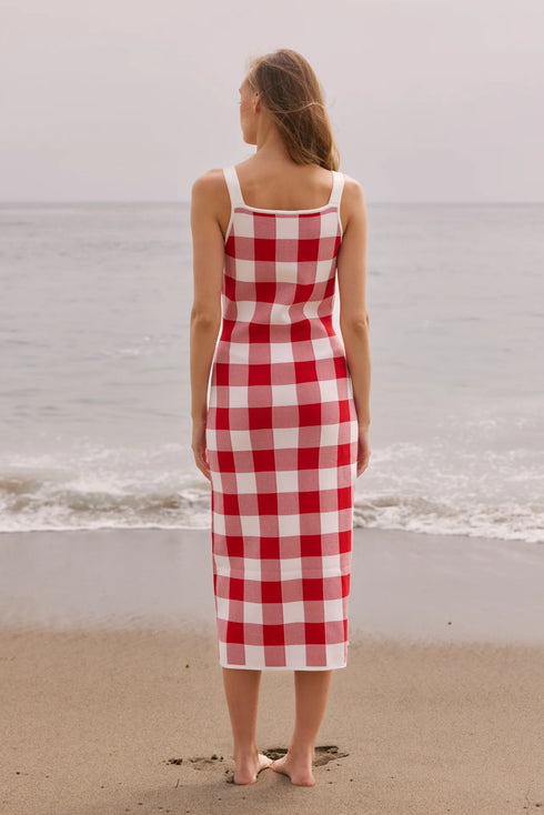 Knitted Gingham Sleevless Dress