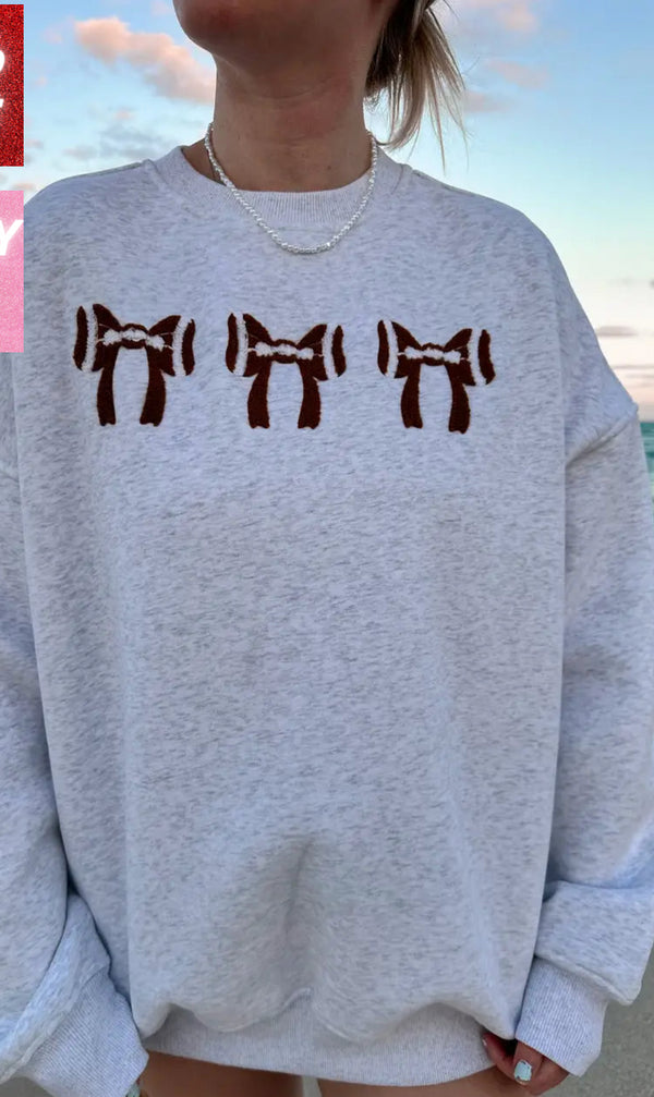 Football Bows Embroidered Sweatshirt