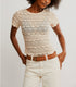 Angelina Lace Tee - Free People - Tea