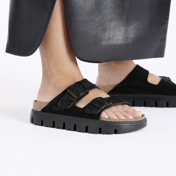 Arizona Platform Suede Leather - Birkenstock - Black