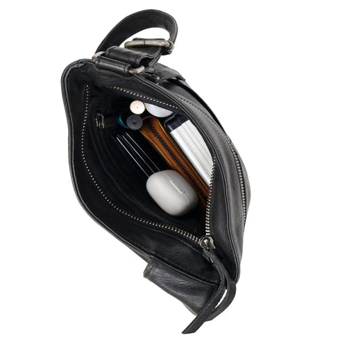 Athena Leather Crossbody Bag - Latico - Black