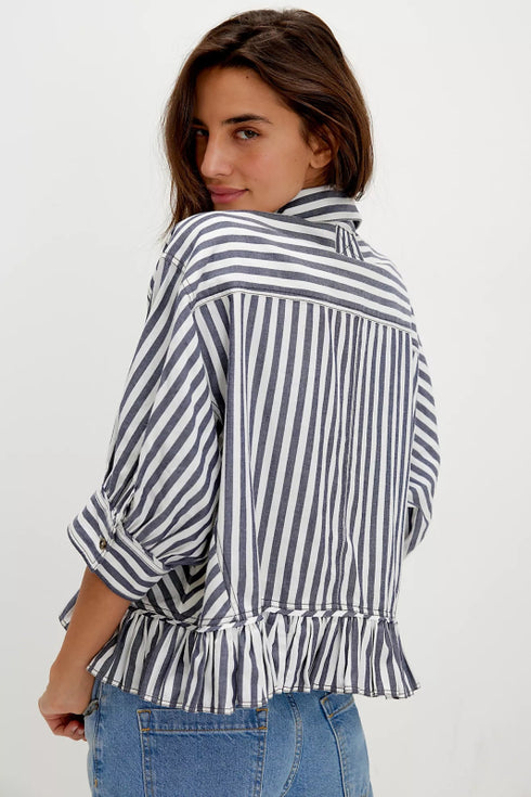 Bailey Stripe Shirt - We The Free - We The Free by Free People - Nautical Navy Combo