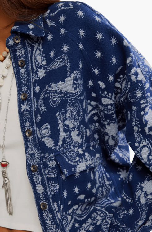 Bandana Jacquard Shirt Jacket - We The Free - We The Free by Free People - Indigo Combo