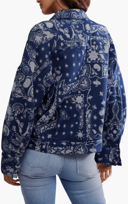 Bandana Jacquard Shirt Jacket - We The Free - We The Free by Free People - Indigo Combo