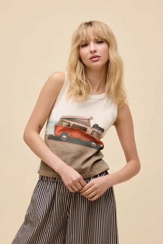 Beach Camper Shrunken Tank - Daydreamer - Dirty White