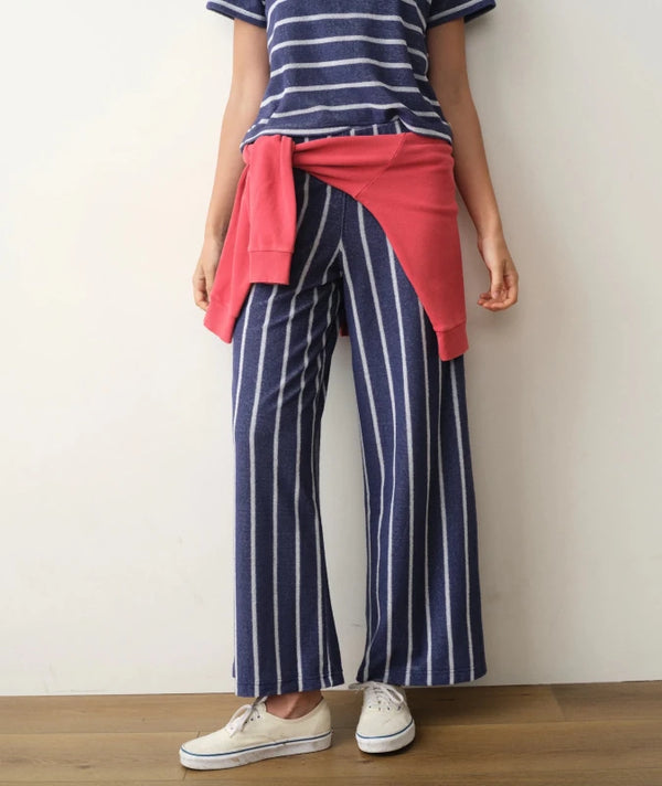 Beach Terry Wide Leg Pant - Marine Layer - Bay Blue & White Stripe