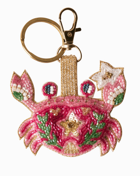 Beaded Ocean Bag Charms - Powder Design - Seafaring Crab