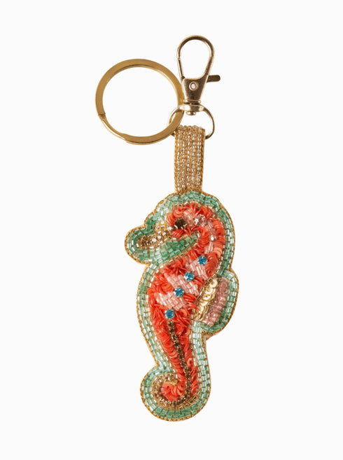 Beaded Ocean Bag Charms - Powder Design - Sparkling Seahorse