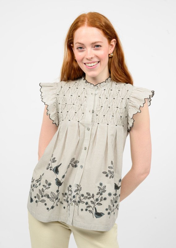 Bird Border Top - Ivy Jane - Khaki