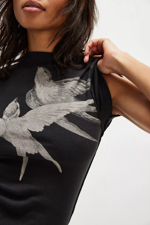 Birds In Flight Tee - Free People - Black