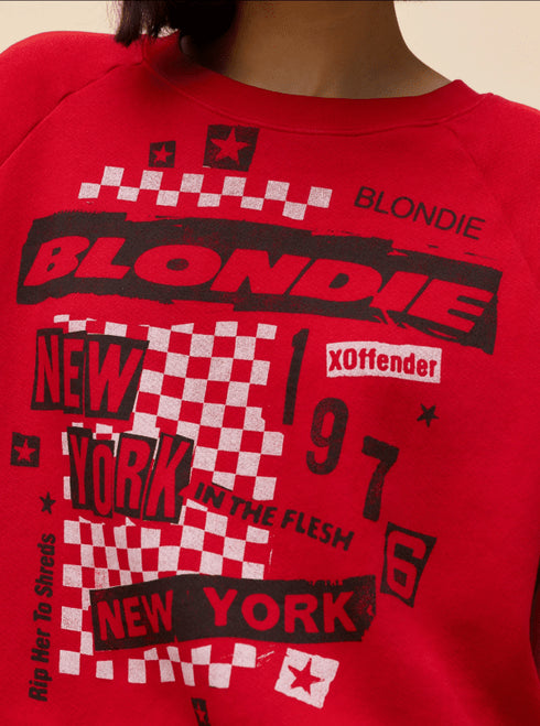 Blondie Self - Titled Shrunken Sweatshirt - Daydreamer - Ruby Red
