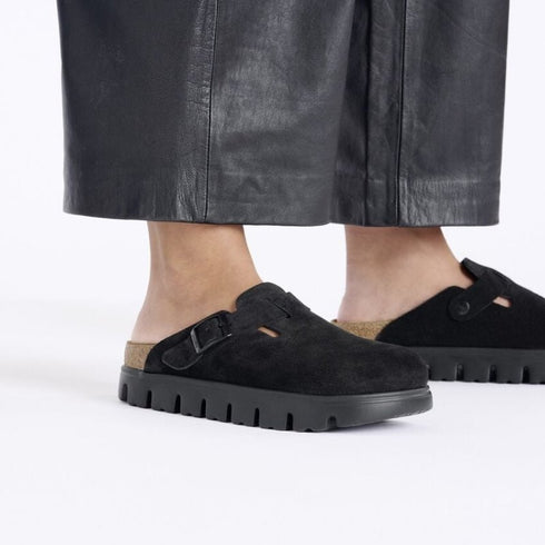 Boston Chunky Suede Leather - Black - Birkenstock - Black