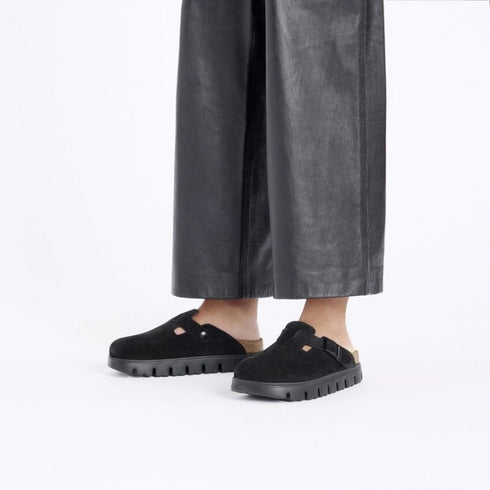 Boston Chunky Suede Leather - Black - Birkenstock - Black