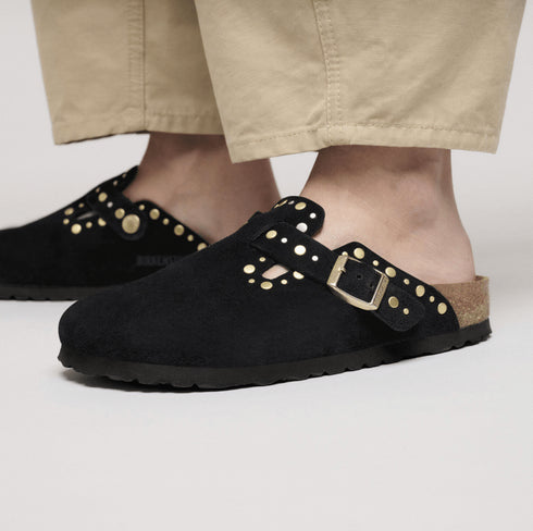 Boston Rivets Suede Leather - Birkenstock - Black