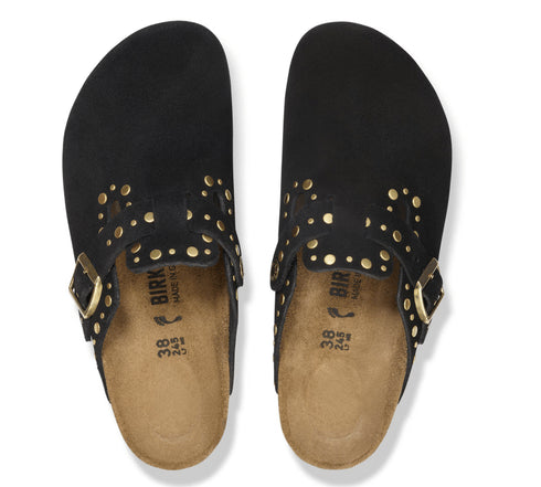 Boston Rivets Suede Leather - Birkenstock - Black