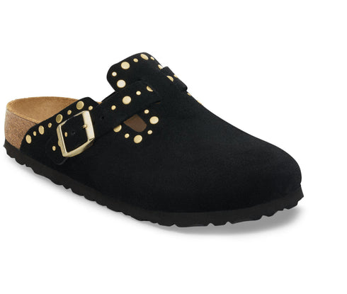 Boston Rivets Suede Leather - Birkenstock - Black