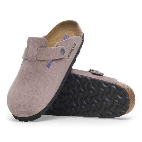 Boston Soft Footbed Suede Leather - Birkenstock - Faded Purple