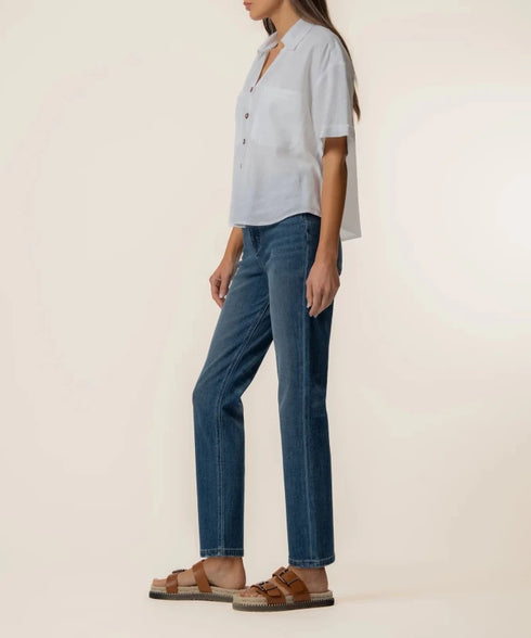 Brianna Boxy Button Up - KUT - White