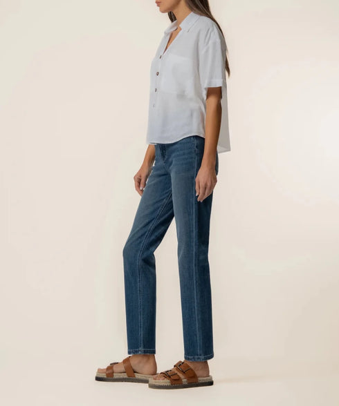 Brianna Boxy Button Up - KUT - White
