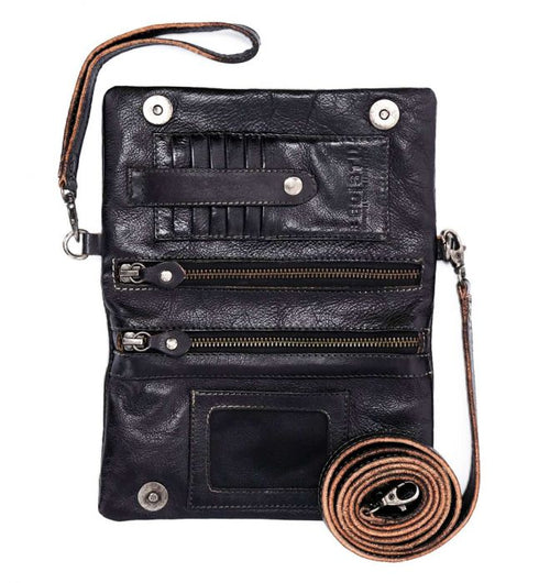 Cadence Fold Over Small Crossbody - Bed Stu - Black Rustic