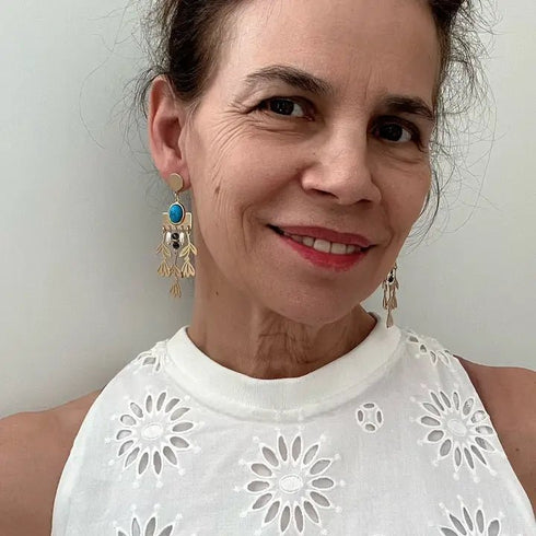 Callie Earrings - Sandrine France Studio - Obsidian/Gold