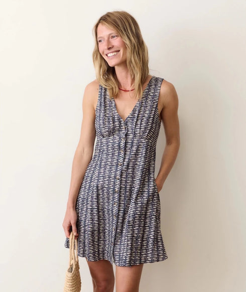Camila Sleeveless Mini Dress - Marine Layer - Sardina Print