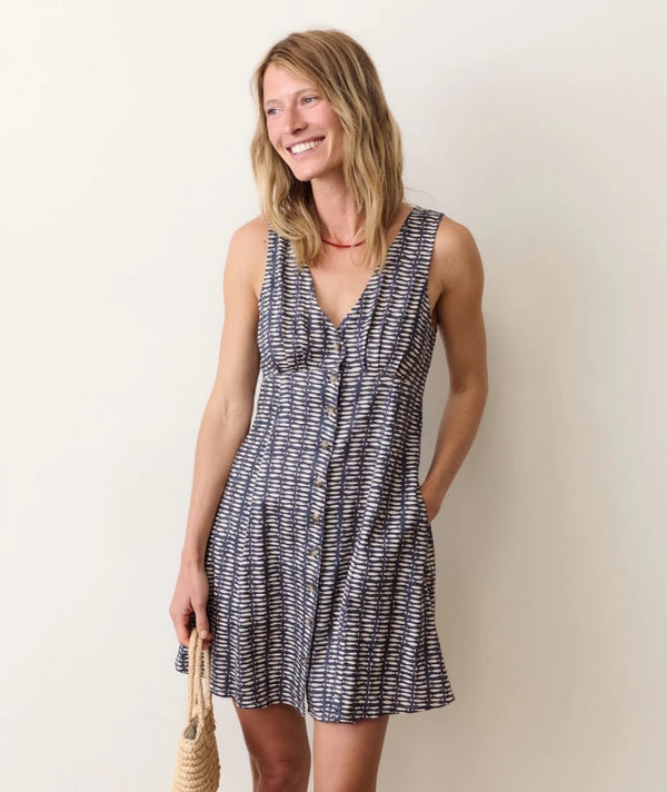 Camila Sleeveless Mini Dress - Marine Layer - Sardina Print