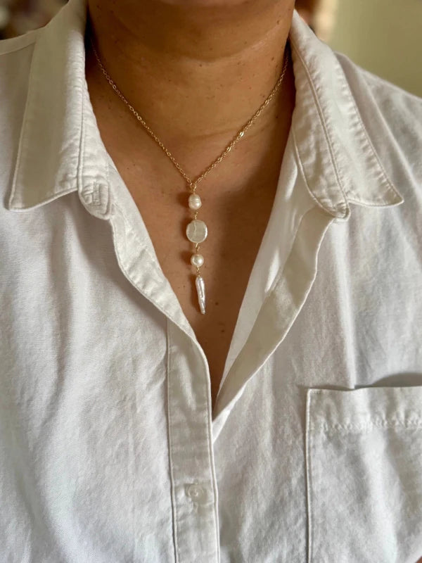 Cascade Pearl Necklace - Golden Hour - Pearl