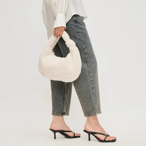 Charlene Sherpa Shearling Shoulder Bag - Urban Expressions - Ivory