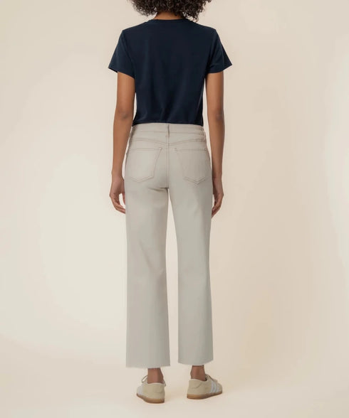 Charlotte High Rise Wide Leg with Raw Hem - KUT - Ecru
