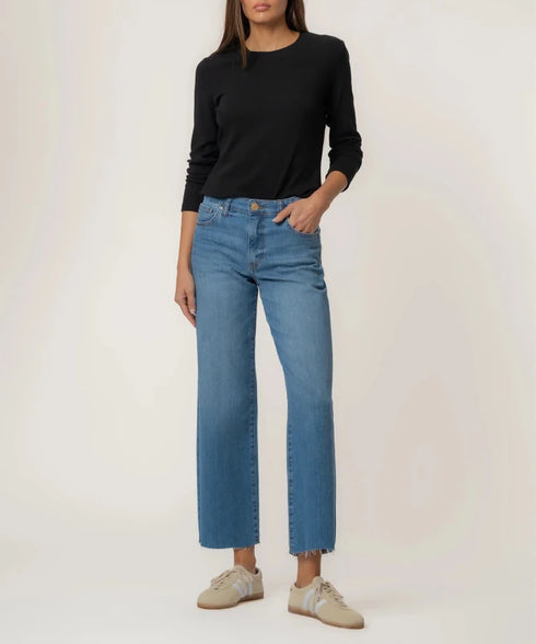 Charlotte High Rise Wide Leg with Raw Hem - KUT - Soaring