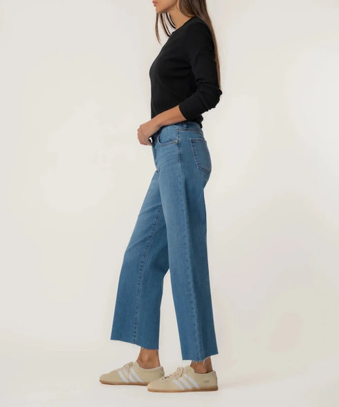 Charlotte High Rise Wide Leg with Raw Hem - KUT - Soaring
