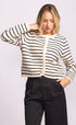 Chastain Chunky Stripe Cardi - Pink Martini - Beige