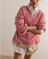 Classic Striped Crew - We The Free - Free People - Cherry Combo