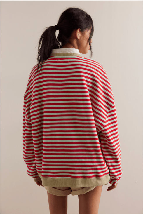 Classic Striped Crew - We The Free - Free People - Cherry Combo