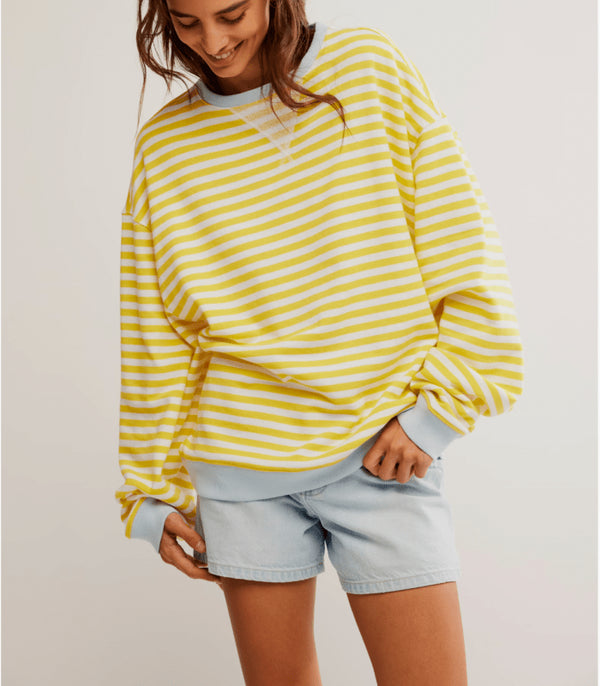 Classic Striped Crew - We The Free - Free People - Dandelion Combo