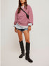 Classic Striped Crew - We The Free - Free People - Raspberry Combo
