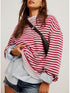 Classic Striped Crew - We The Free - Free People - Raspberry Combo