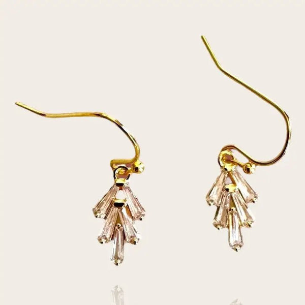 Crystal Leaf Earrings - Golden Hour - Gold
