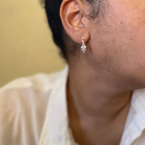 Crystal Leaf Earrings - Golden Hour Studio - Gold