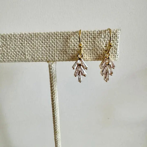 Crystal Leaf Earrings - Golden Hour Studio - Gold