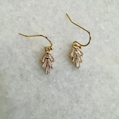 Crystal Leaf Earrings - Golden Hour Studio - Gold