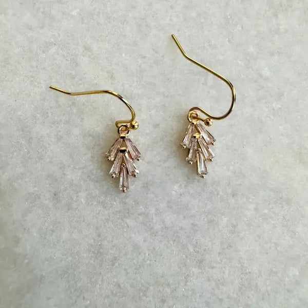 Crystal Leaf Earrings - Golden Hour Studio - Gold
