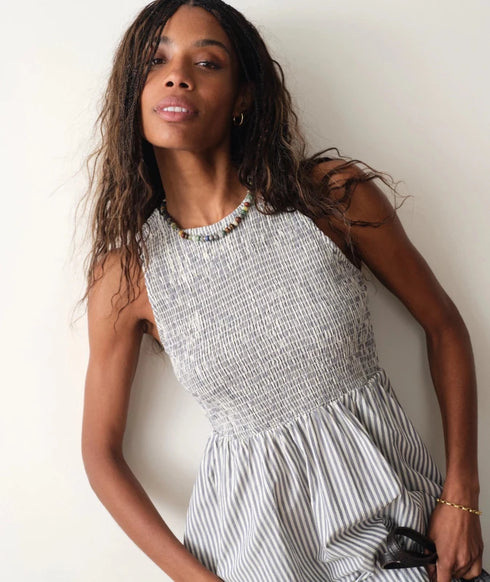 Darcy Poplin Maxi Dress - Marine Layer - Navy Stripe