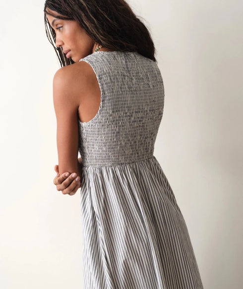 Darcy Poplin Maxi Dress - Marine Layer - Navy Stripe