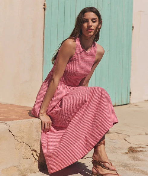 Darcy Seersucker Maxi Dress - Marine Layer - Pink Stripe