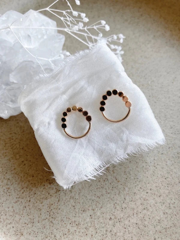 Dotted Arch Studs - Milk Moon - Gold