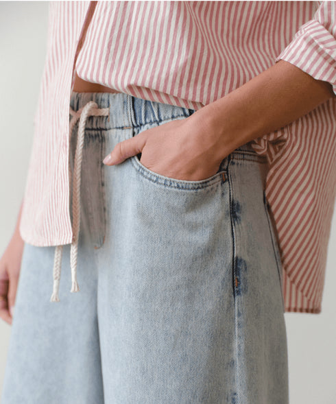 Ella Barrel Leg Pant - Marine Layer - Light Wash